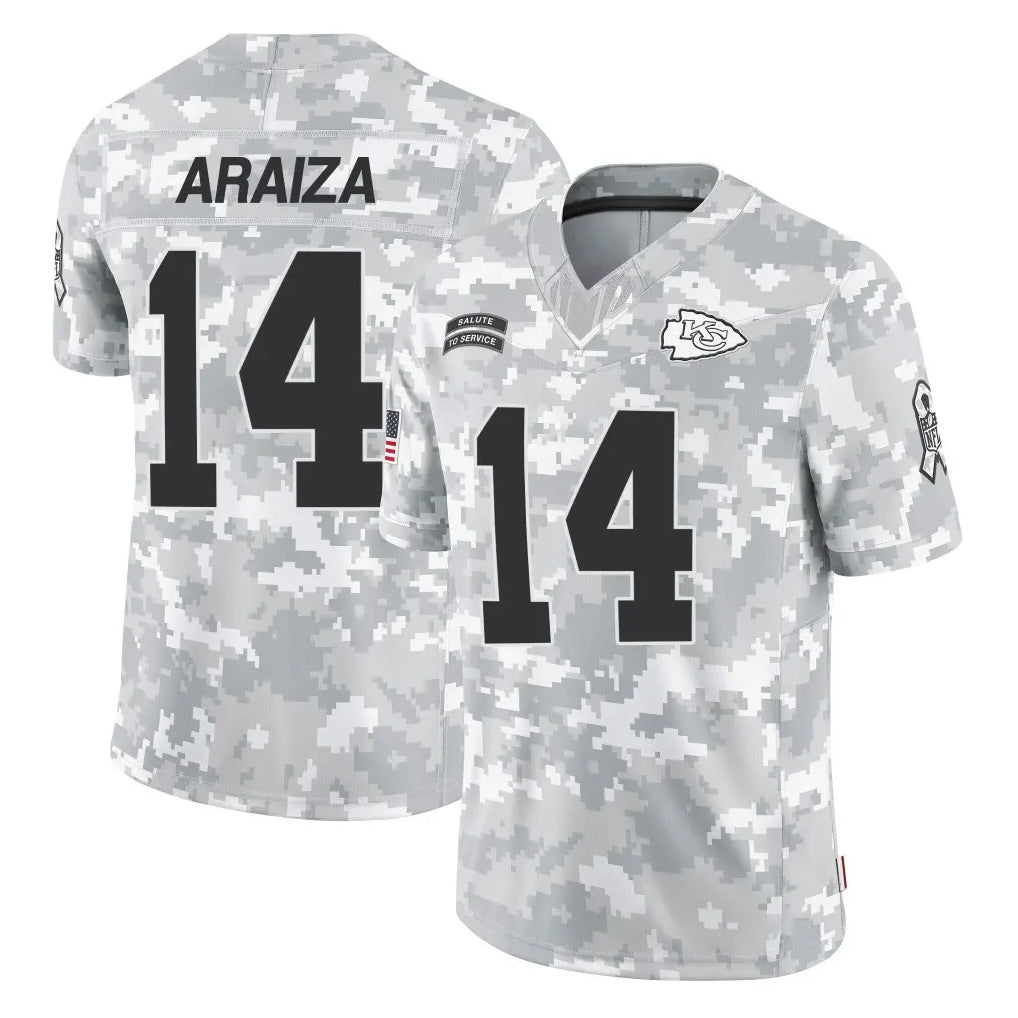 KC.Chiefs #14 Matt Araiza Player Arctic Camo Salute To Service Limited Game Ldoa Stitched Jerseys