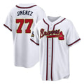 A.Braves #77 Joe Jimenez Player White Gold Home Game Ldoa Stitched Jerseys