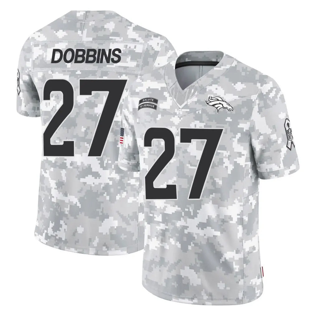D.Broncos #27 J.K. Dobbins Player Arctic Camo Salute To Service Limited Ldoa Stitched Jerseys