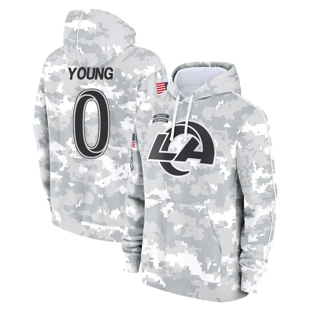 LA.Rams #0 Byron Young Player Arctic Camo Salute to Service Hoodies Limited Game Ldoa Stitched Jerseys