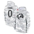 LA.Rams #0 Byron Young Player Arctic Camo Salute to Service Hoodies Limited Game Ldoa Stitched Jerseys