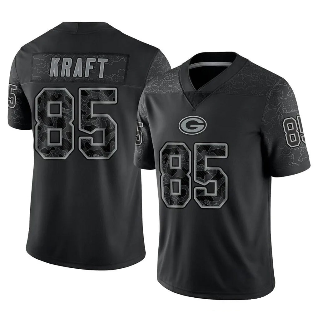GB.Packers #85 Tucker Kraft Player Black Reflective Limited Home Game Ldoa Stitched Jerseys