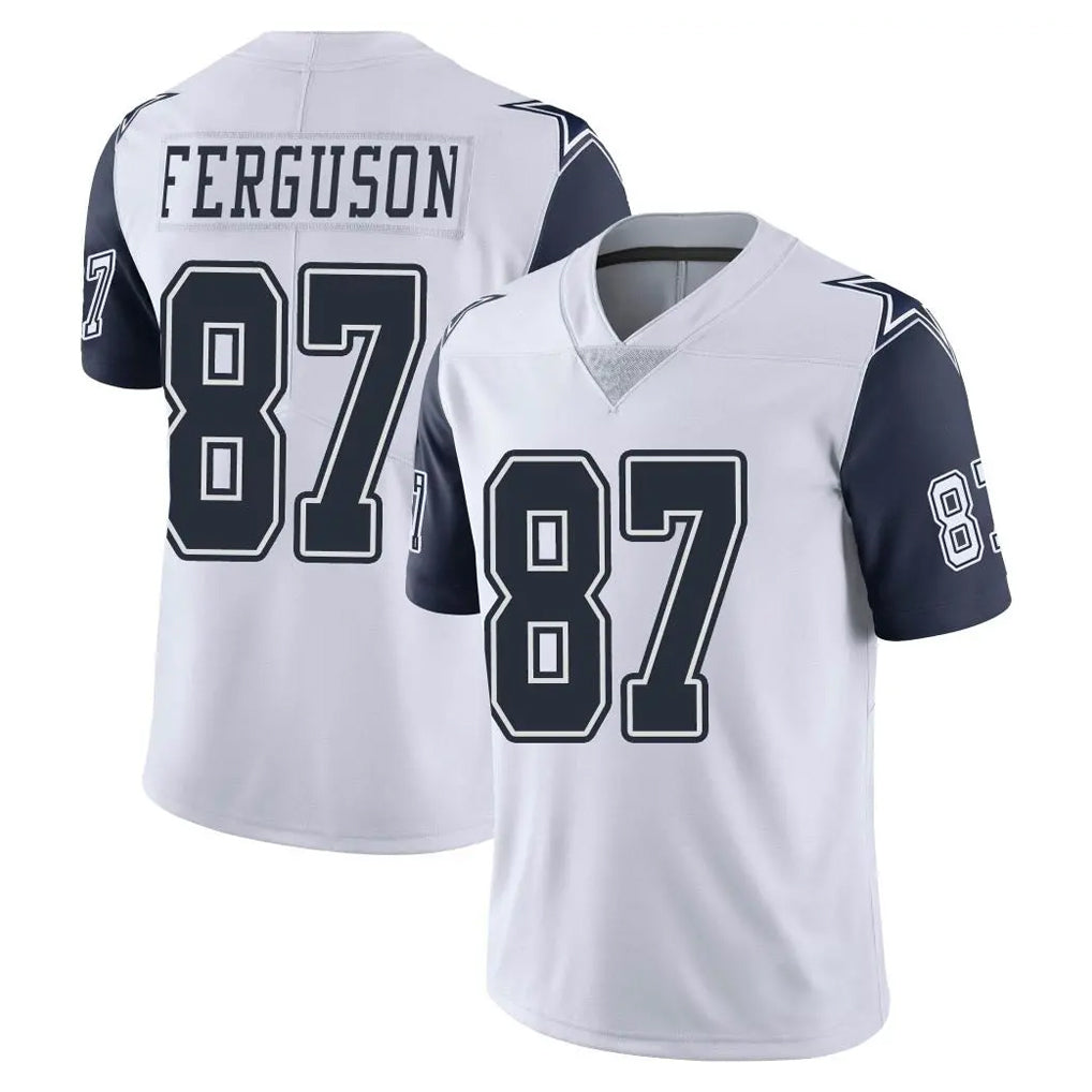 D.Cowboys #87 Jake Ferguson Player White-Navy Limited Color Rush Vapor Untouchable Home Game Ldoa Stitched Jerseys