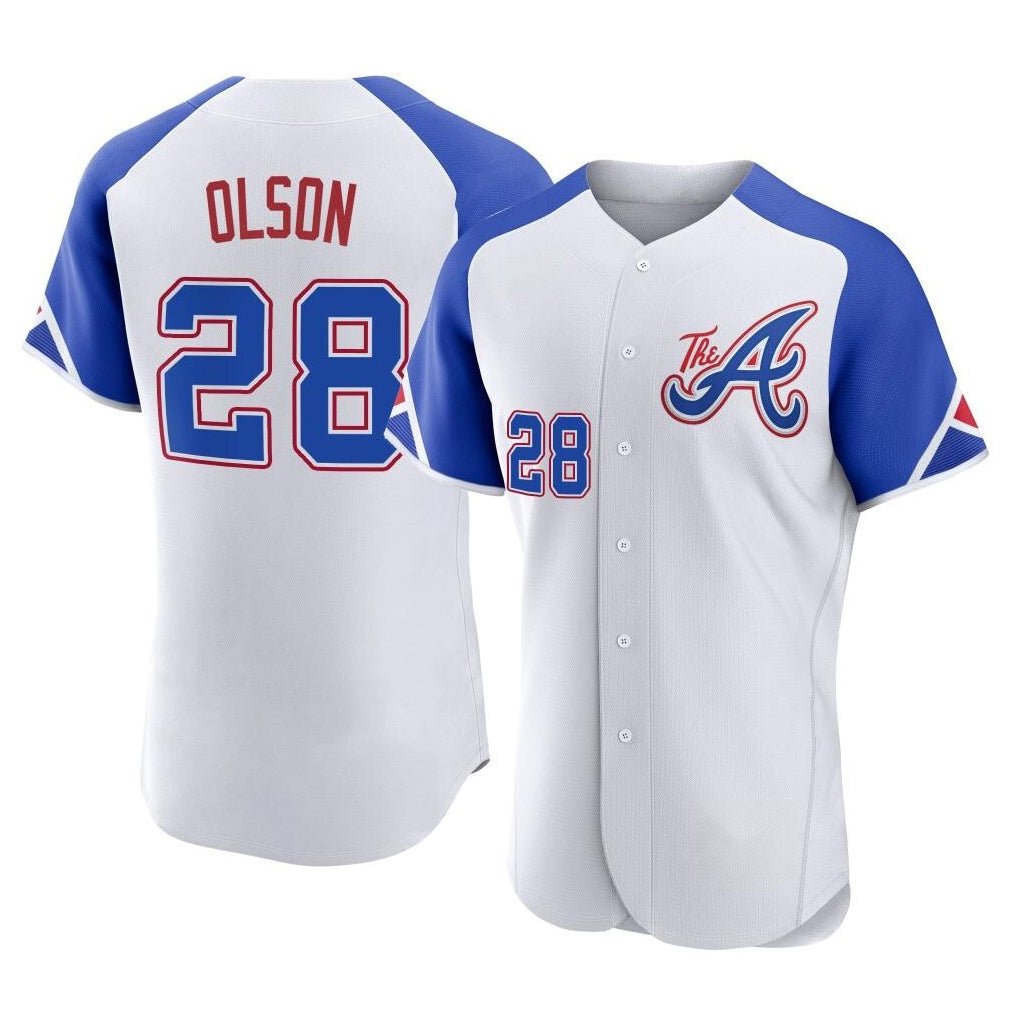 A.Braves #28 Matt Olson Player White City Connect Limited Elite Home Game Ldoa Stitched Jerseys