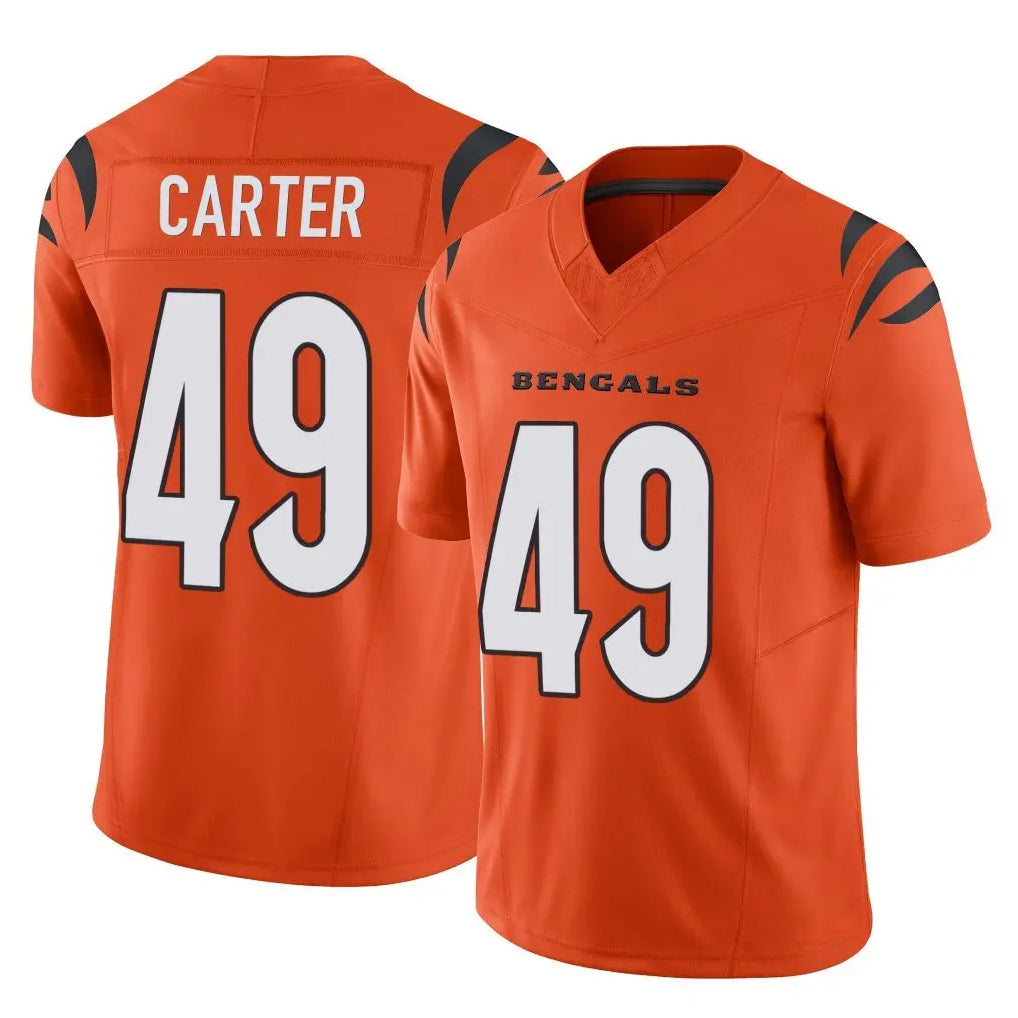 C.Bengals #49 Barrett Carter Player Orange Vapor F.U.S.E. Limited Home Game Ldoa Stitched Jerseys