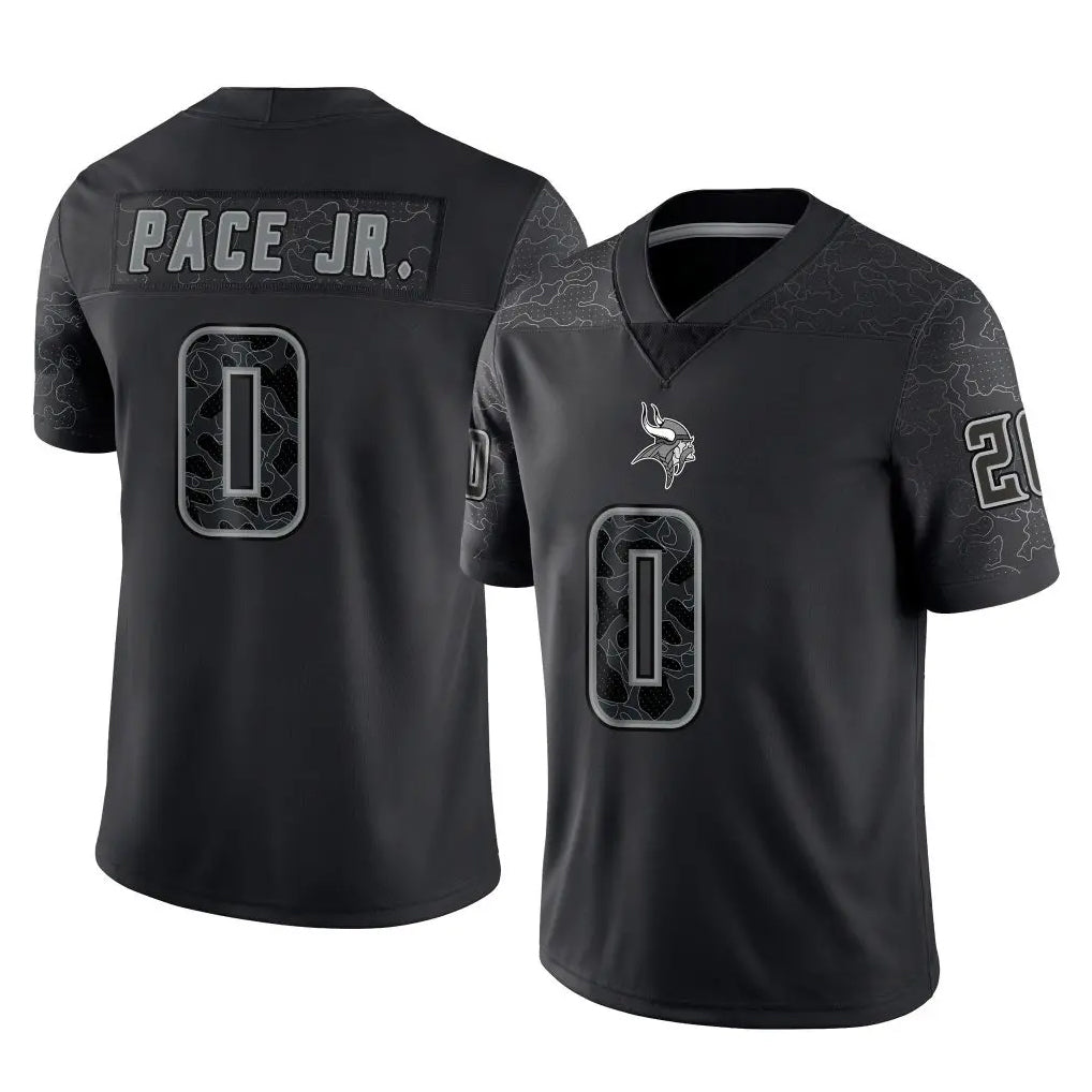 M.Vikings #0 Ivan Pace Jr. Player Black Reflective LImited Home Game Ldoa Stitched Jerseys