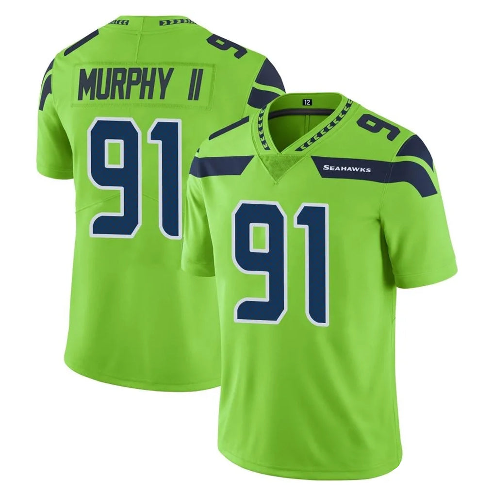 S.Seahawks #91 Byron Murphy II Player Green Limited Color Rush Home Game Ldoa Stitched Jerseys
