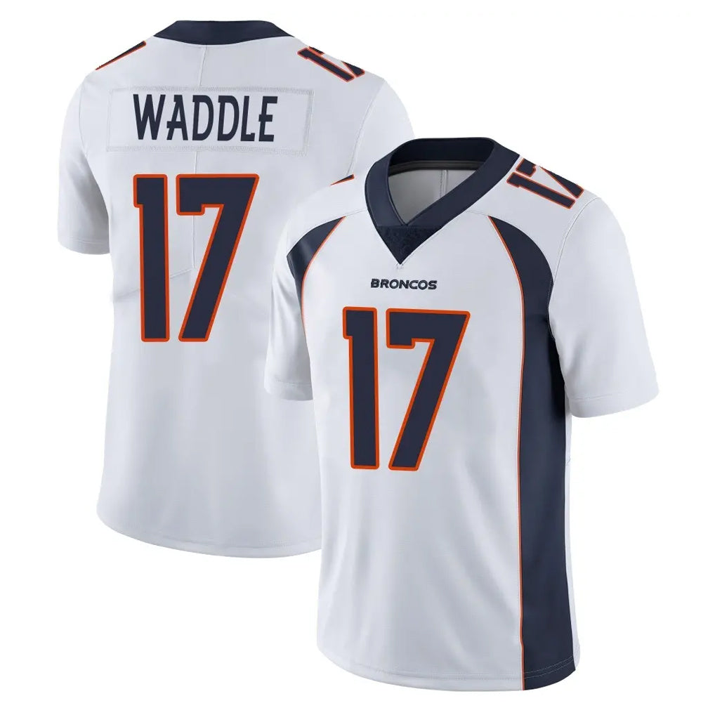 D.Broncos #17 Jaylen Waddle Player White Vapor Untouchable Limited Home Game Ldoa Stitched Jerseys
