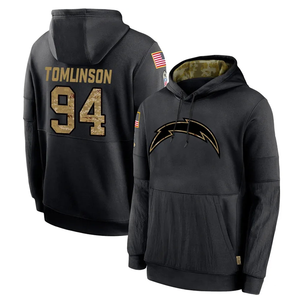 LA.Chargers #94 Dalvin Tomlinson Player Black Salute to Service Hoodies Limited Game Ldoa Stitched Jerseys