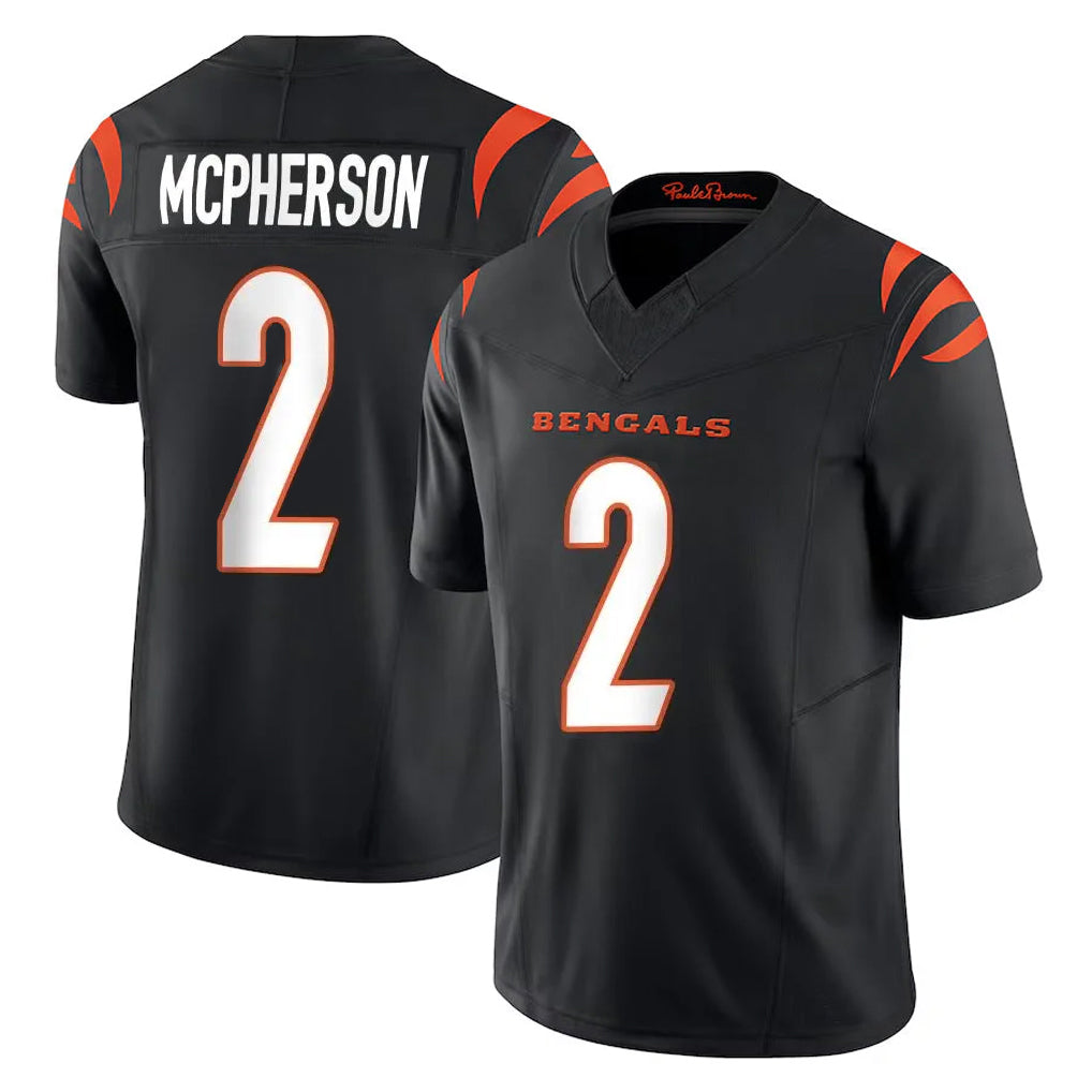 C.Bengals #2 Evan McPherson Player Black Vapor F.U.S.E. Limited Home Game Ldoa Stitched Jerseys