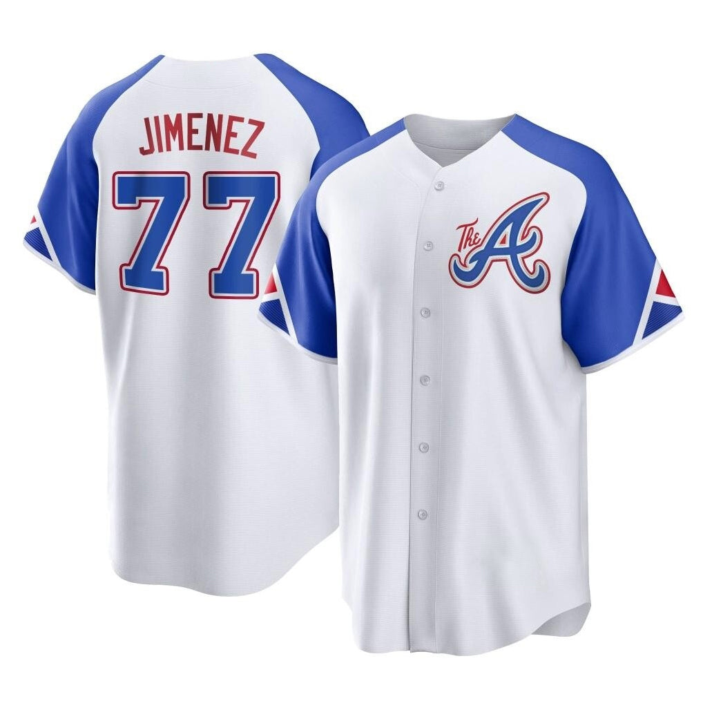 A.Braves #77 Joe Jimenez Player White City Connect Home Game Ldoa Stitched Jerseys