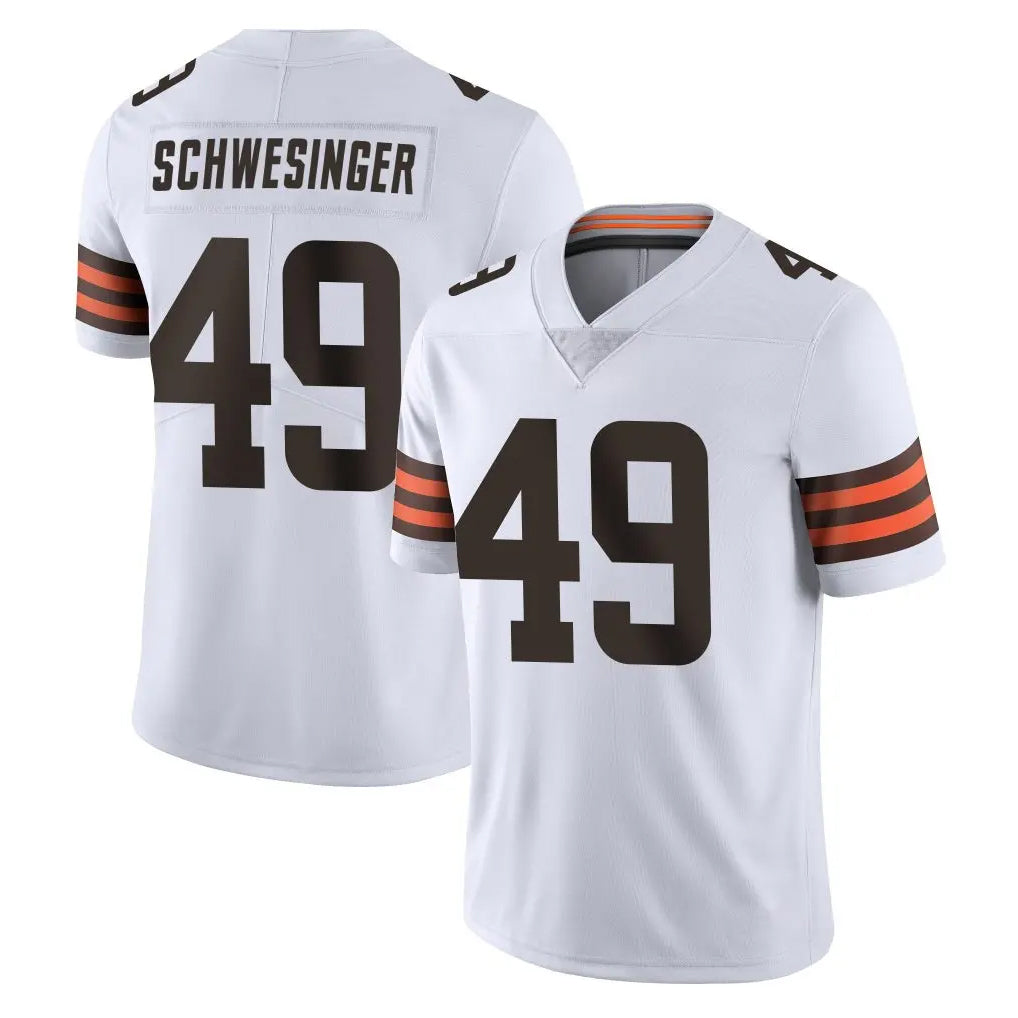 C.Browns #49 Carson Schwesinger Player White Vapor Untouchable Limited Home Game Ldoa Stitched Jerseys