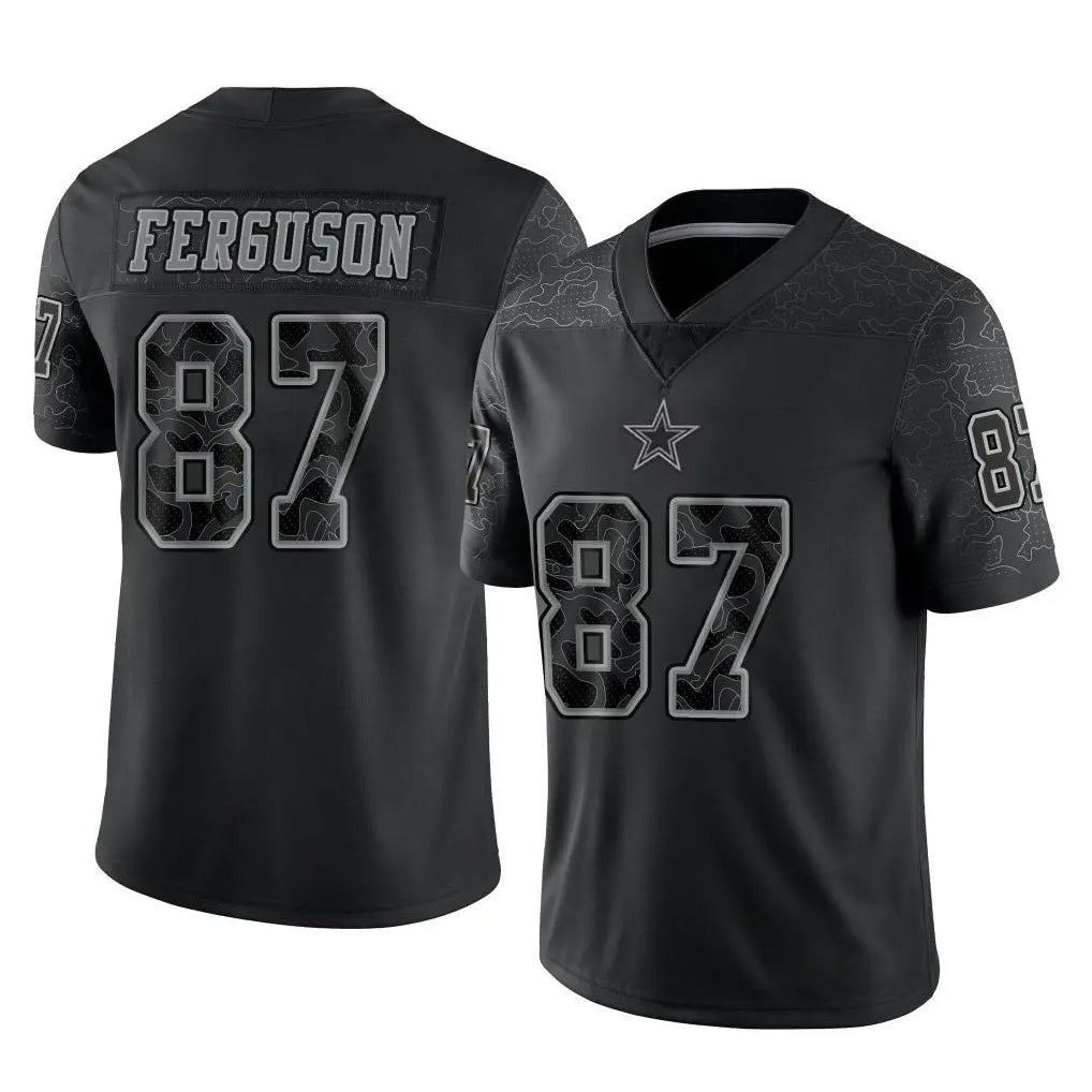 D.Cowboys #87 Jake Ferguson Player Black Limited Reflective Home Game Ldoa Stitched Jerseys