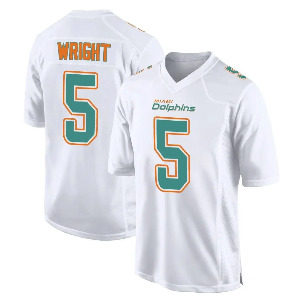 M.Dolphins #5 Jaylen Wright Player White Fashion Home Game Ldoa Stitched Jerseys
