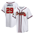 A.Braves #29 John Smoltz Player White Gold Home Game Ldoa Stitched Jerseys