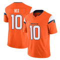 D.Broncos #10 Bo Nix Player Orange Vapor F.U.S.E. Limited Home Game Ldoa Stitched Jerseys