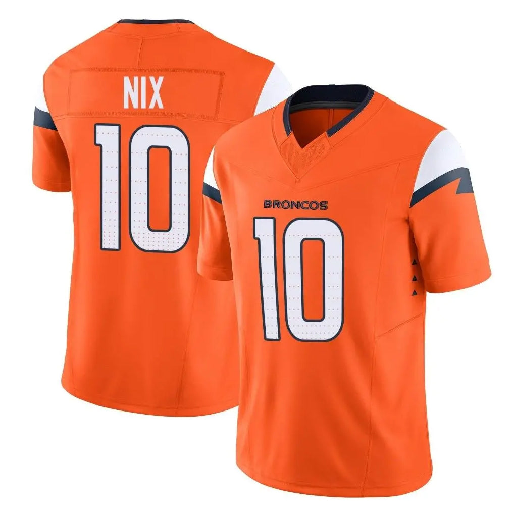 D.Broncos #10 Bo Nix Player Orange Vapor F.U.S.E. Limited Home Game Ldoa Stitched Jerseys