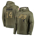 TB.Buccaneers #14 Chris Godwin Jr. Player Olive Salute to Service Pullover Hoodie Home Game Ldoa Stitched Jerseys