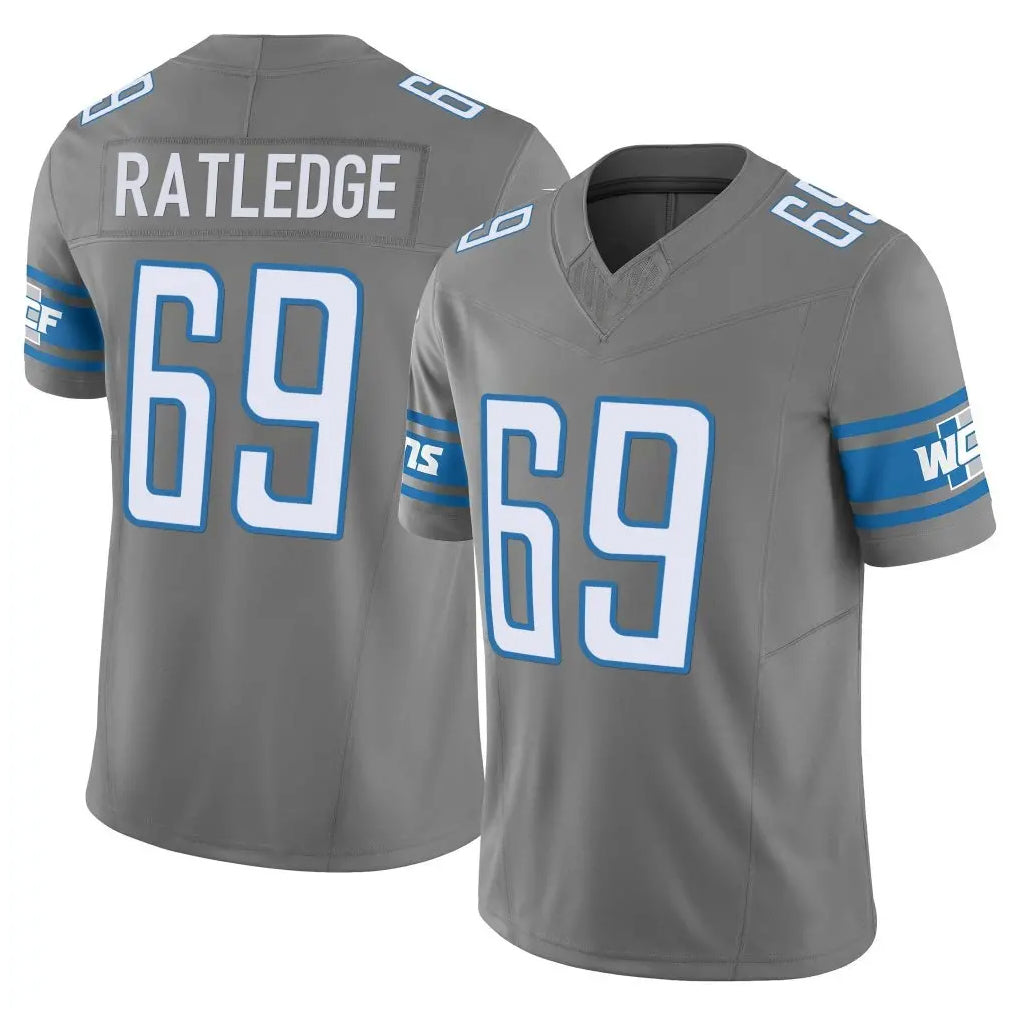 D.Lions #69 Tate Ratledge Player Gray Vapor F.U.S.E. Limited Home Game Ldoa Stitched Jerseys