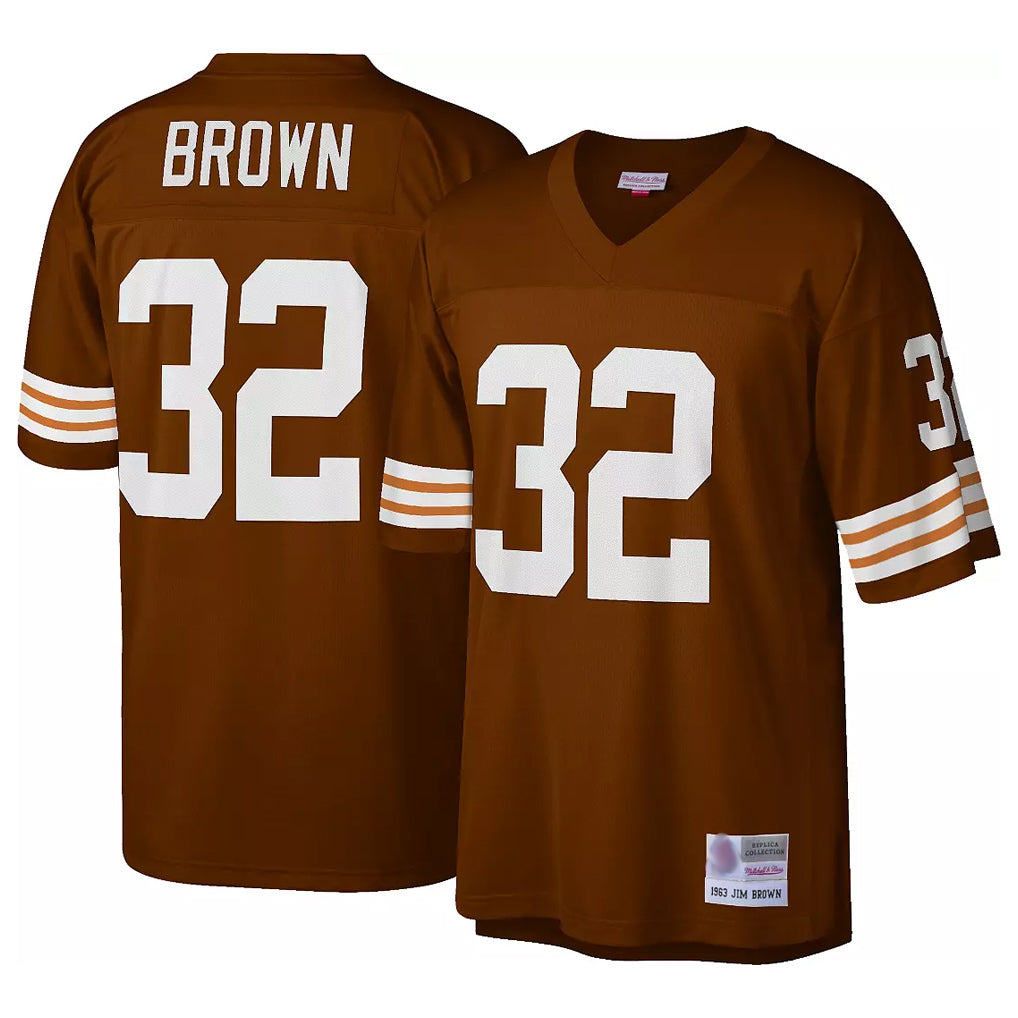 C.Browns #32 Jim Brown Player Brown Mitchell & Ness 1963 Throwback Ldoa Stitched Jerseys