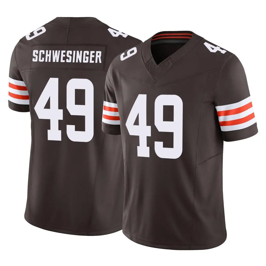C.Browns #49 Carson Schwesinger Player Brown Vapor F.U.S.E. Limited Home Game Ldoa Stitched Jerseys