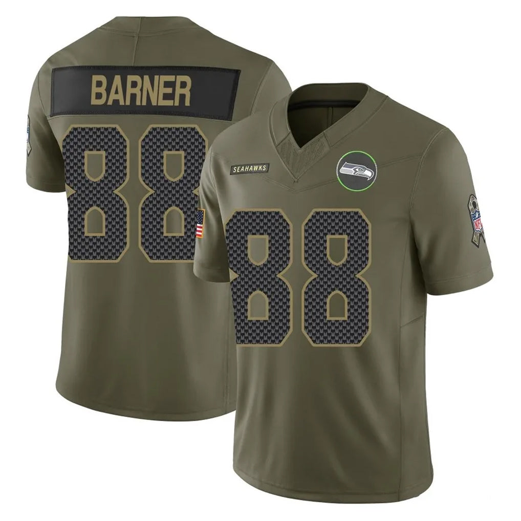 S.Seahawks #88 AJ Barner Player Olive 2025 Salute To Service Limited Home Game Ldoa Stitched Jerseys