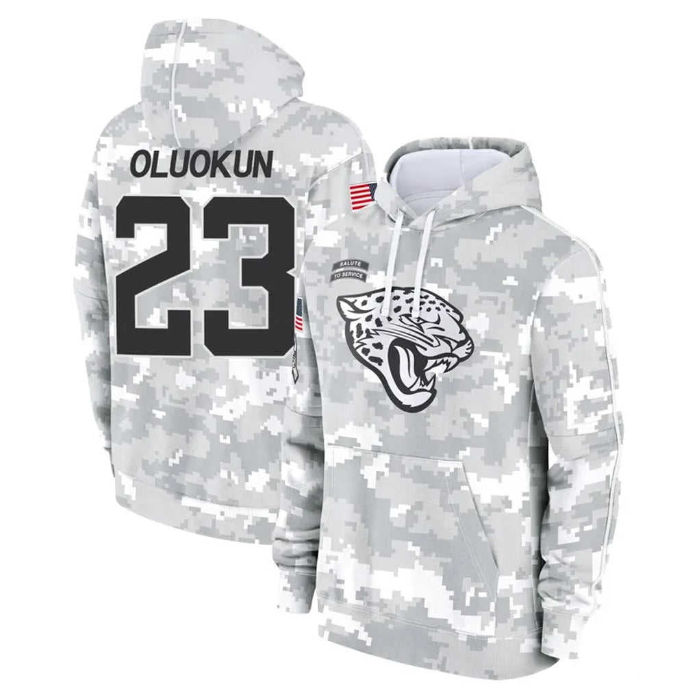 J.Jaguars #23 Foyesade Oluokun Player Arctic Camo Salute to Service Hoodies Limited Game Ldoa Stitched Jerseys