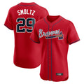 A.Braves #29 John Smoltz Player Red Limited Elite Home Game Ldoa Stitched Jerseys