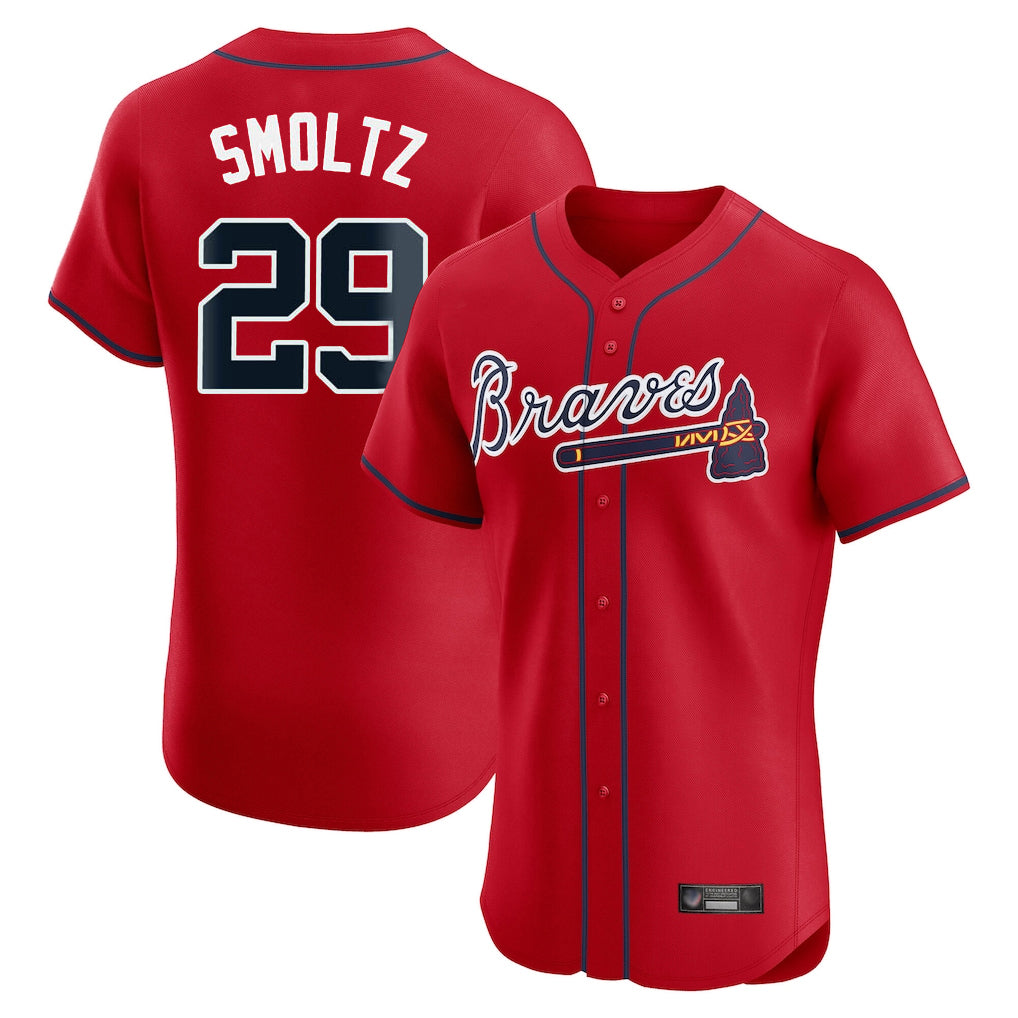 A.Braves #29 John Smoltz Player Red Limited Elite Home Game Ldoa Stitched Jerseys
