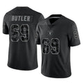 LV.Raiders #69 Adam Butler Player Black Reflective Limited Game Ldoa Stitched Jerseys