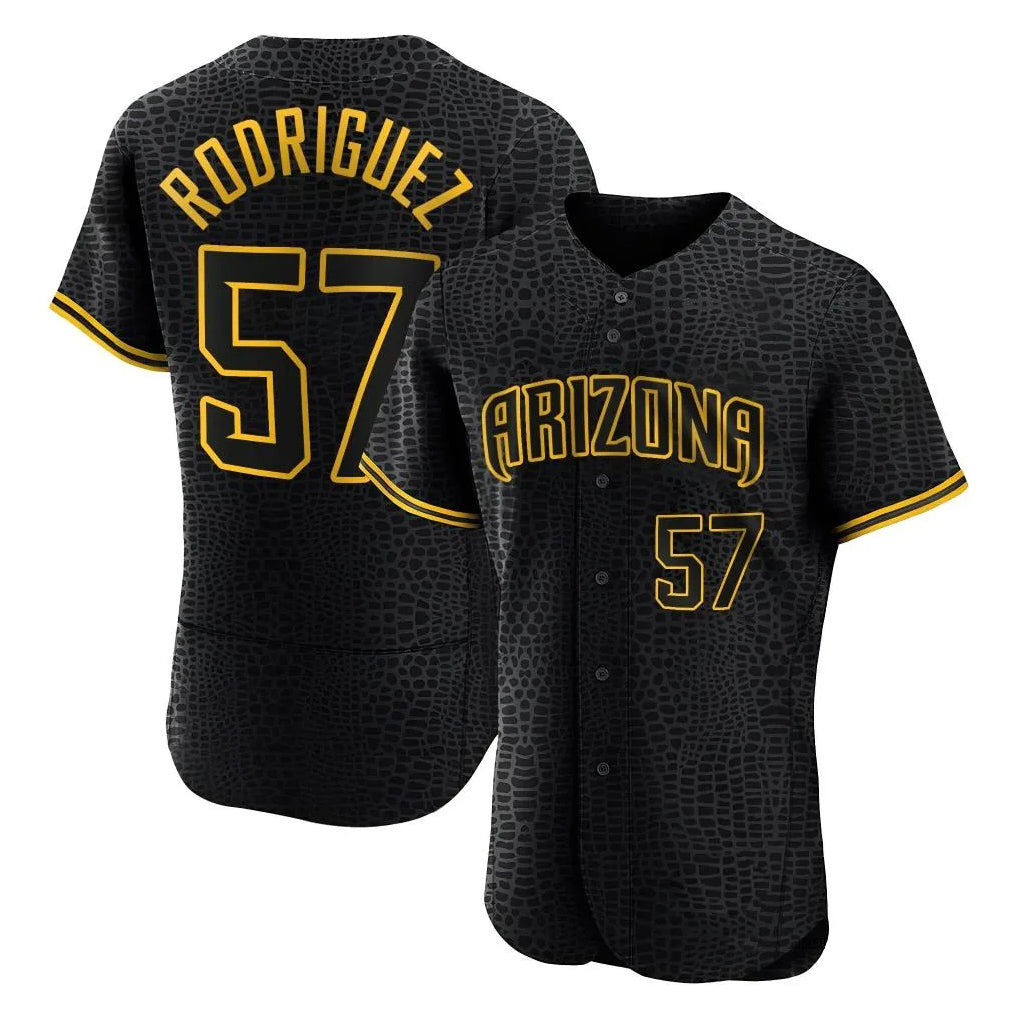 A.Diamondbacks #57 Eduardo Rodriguez Player Black Snake Skin City Limited Elite Home Game Ldoa Stitched Jerseys
