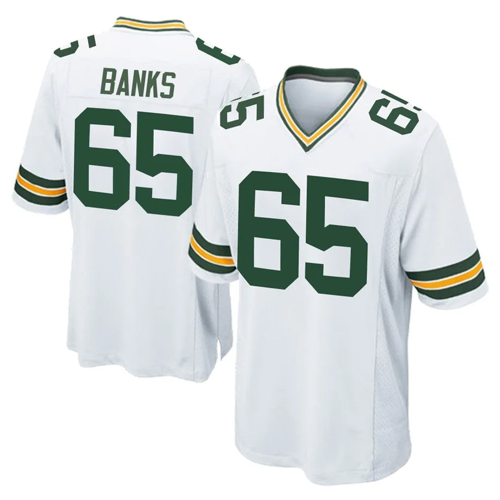 GB.Packers #65 Aaron Banks Player White Home Game Ldoa Stitched Jerseys