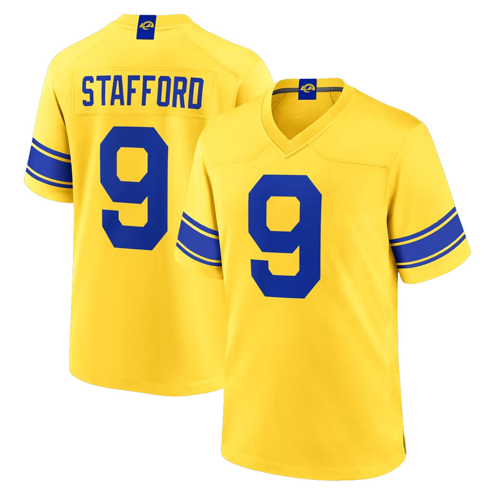LA.Rams #9 Matthew Stafford Player Gold Classic Sol Home Game Ldoa Stitched Jerseys