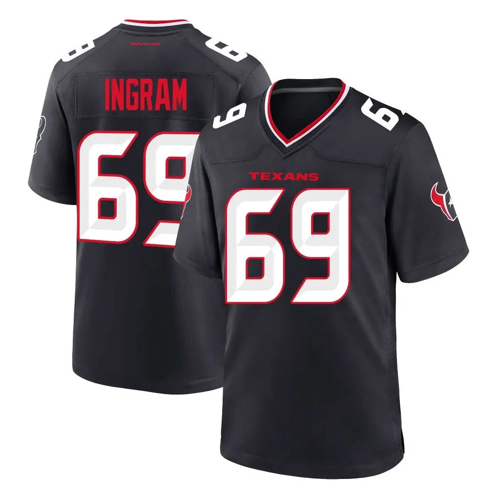 H.Texans #69 Ed Ingram Player Navy Team Home Game Ldoa Stitched Jerseys