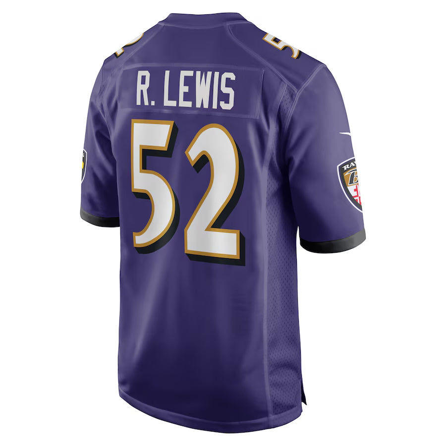 B.Ravens #52 Ray Lewis Player Purple Alternate Home Ldoa Stitched Jerseys