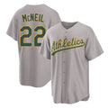 Athletics #22 Jeff McNeil Player Gray Home Game Ldoa Stitched Jerseys