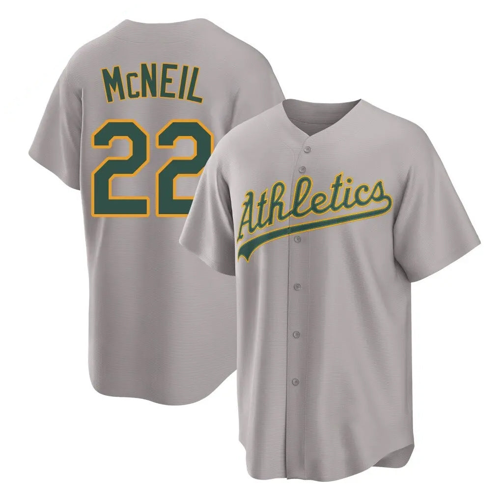 Athletics #22 Jeff McNeil Player Gray Home Game Ldoa Stitched Jerseys