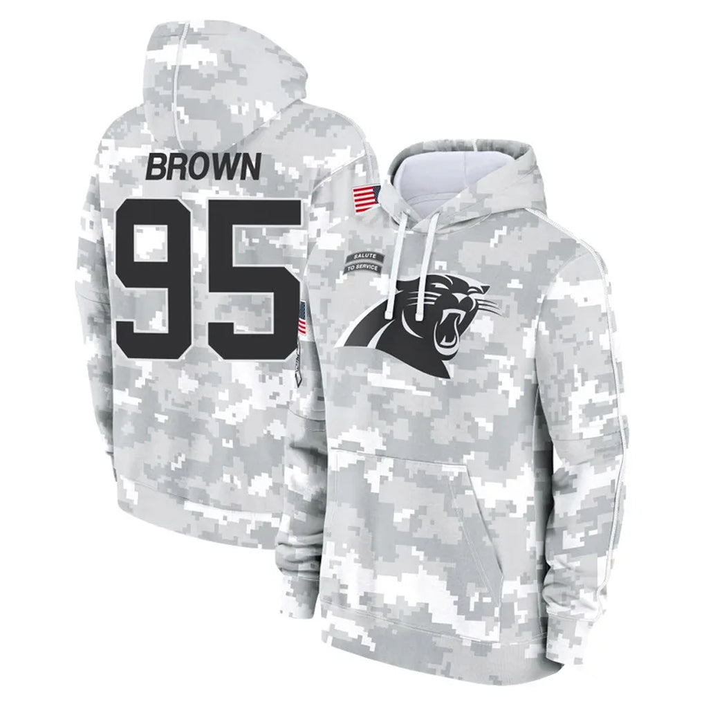 C.Panthers #95 Derrick Brown Player Arctic Camo Salute to Service Pullover Hoodies Limited Game Ldoa Stitched Jerseys