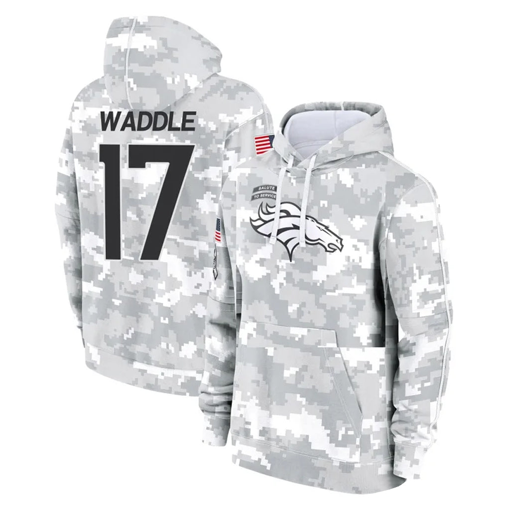D.Broncos #17 Jaylen Waddle Player Arctic Camo Salute to Service Hoodies Limited Game Ldoa Stitched Jerseys
