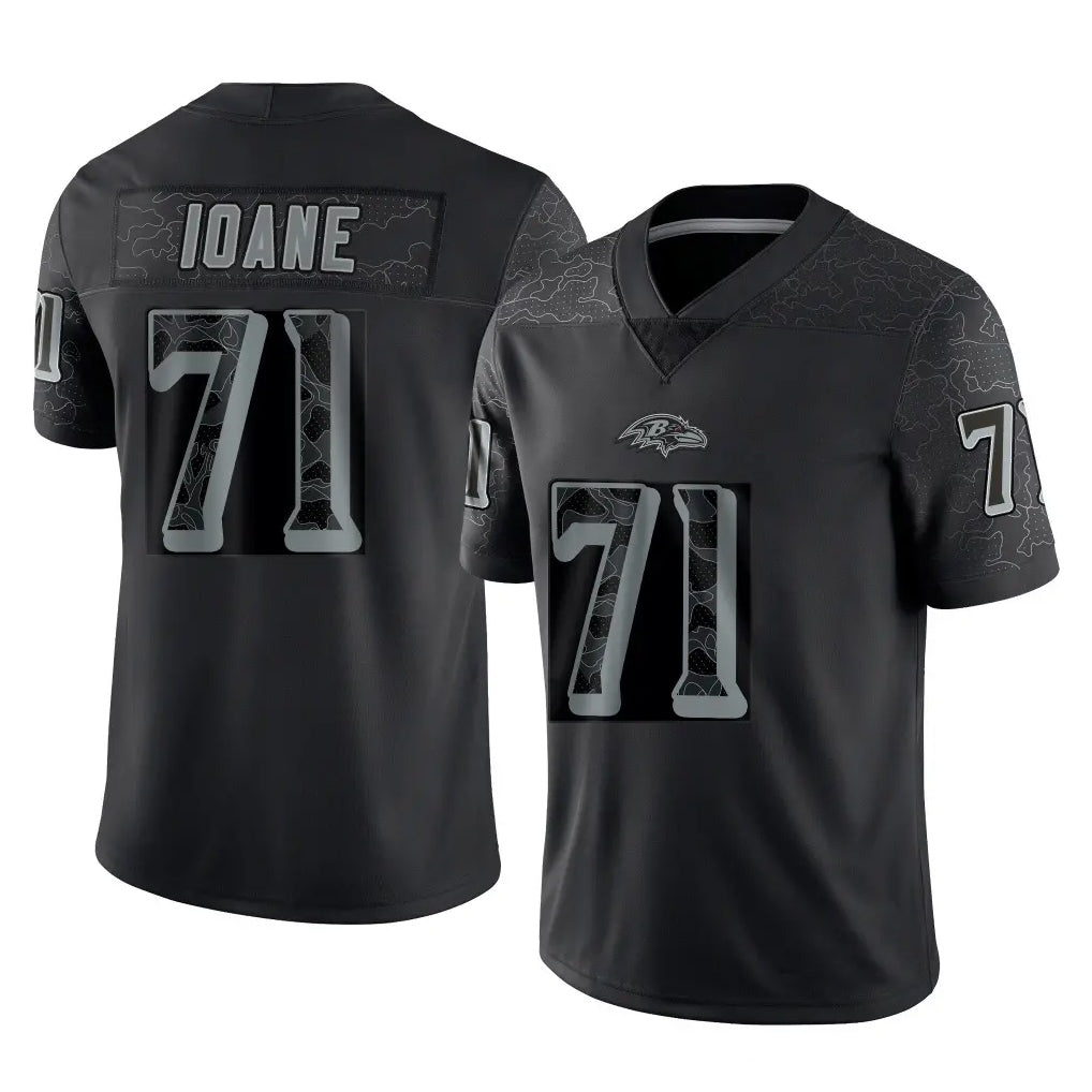 B.Ravens #71 Olaivavega Ioane Player Black RFLCTV Limited Ldoa Stitched Jerseys