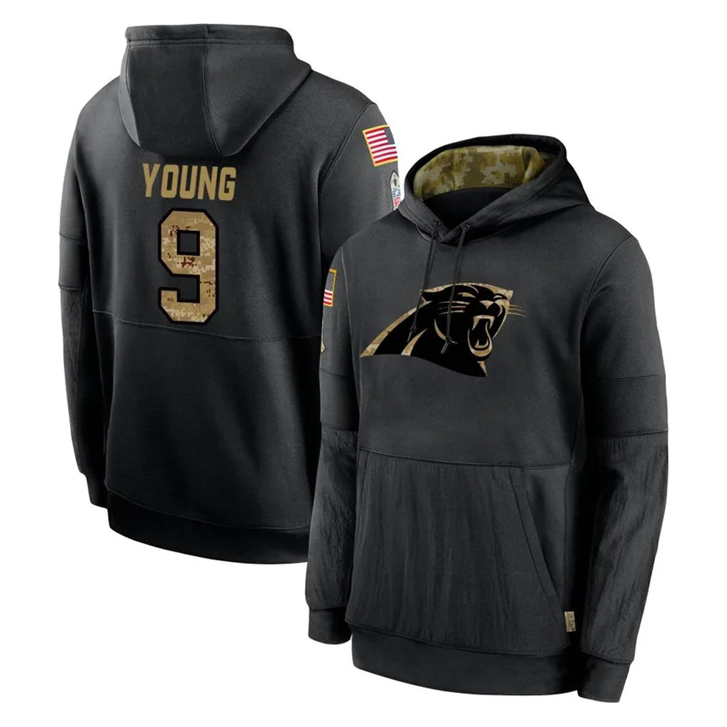 C.Panthers #9 Bryce Young Player Black Salute to Service Pullover Hoodies Limited Game Ldoa Stitched Jerseys