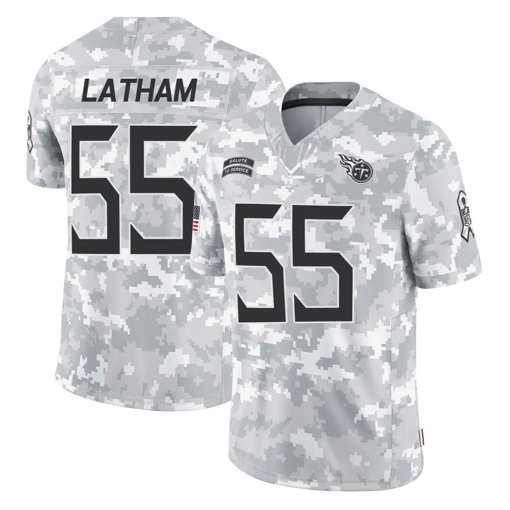 T.Titans #55 JC Latham Player Arctic Camo Limited Salute to Service Home Game Ldoa Stitched Jerseys