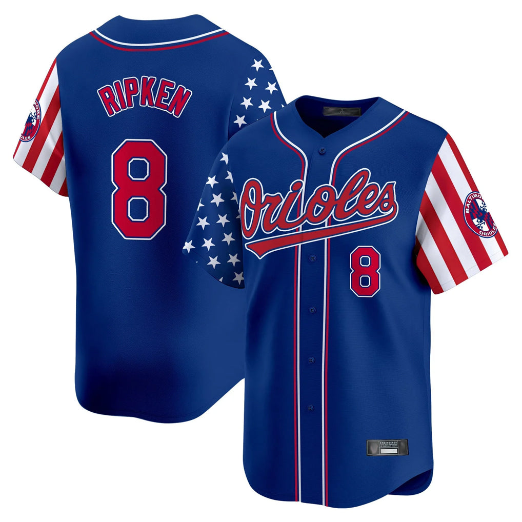 B.Orioles #8 Cal Ripken Player Royal Independence Day Vapor Premier Limited Home Game Ldoa Stitched Jerseys