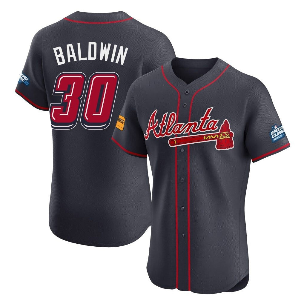 A.Braves #30 Drake Baldwin Player Navy 2025 Speedway Classic Limited Elite Home Game Ldoa Stitched Jerseys