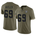 LV.Raiders #69 Adam Butler Player Olive Salute To Service Limited Ldoa Stitched Jerseys
