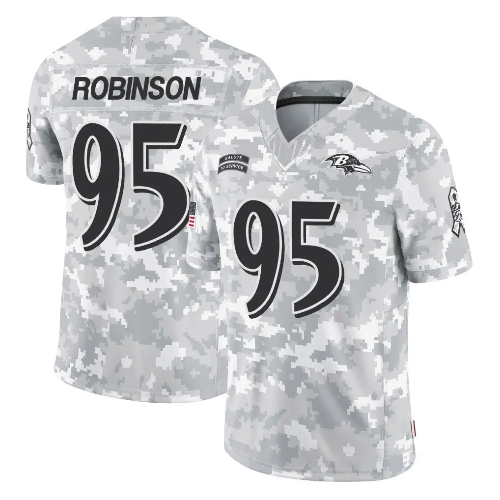 B.Ravens #95 Tavius Robinson Player Arctic Camo Salute to Service Limited Ldoa Stitched Jerseys