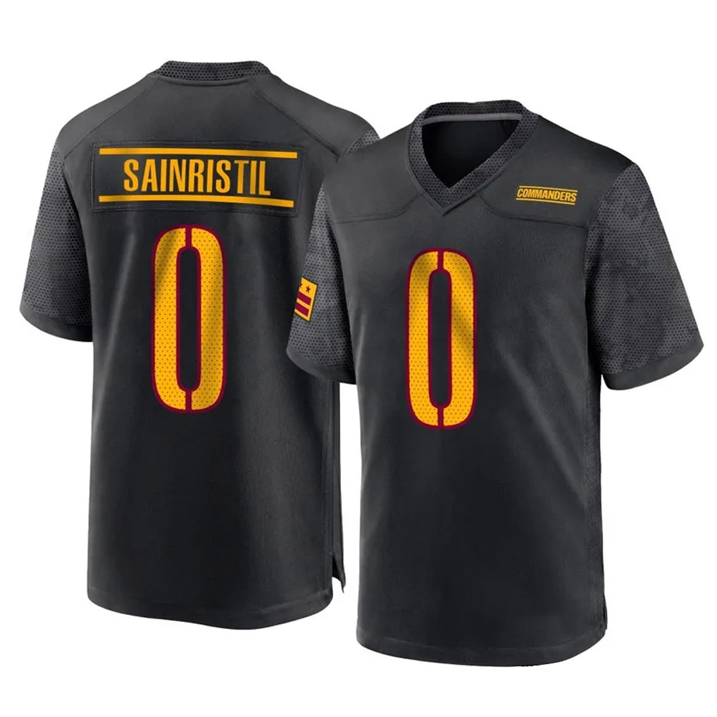 W.Commanders #0 Mike Sainristil Player Black Home Game Ldoa Stitched Jerseys