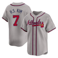 A.Braves #7 Ha-Seong Kim Player Gray Limited Home Game Ldoa Stitched Jerseys