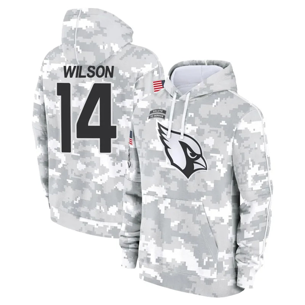 A.Cardinals #14 Michael Wilson Player Arctic Camo Salute to Service Hoodies Ldoa Stitched Jerseys