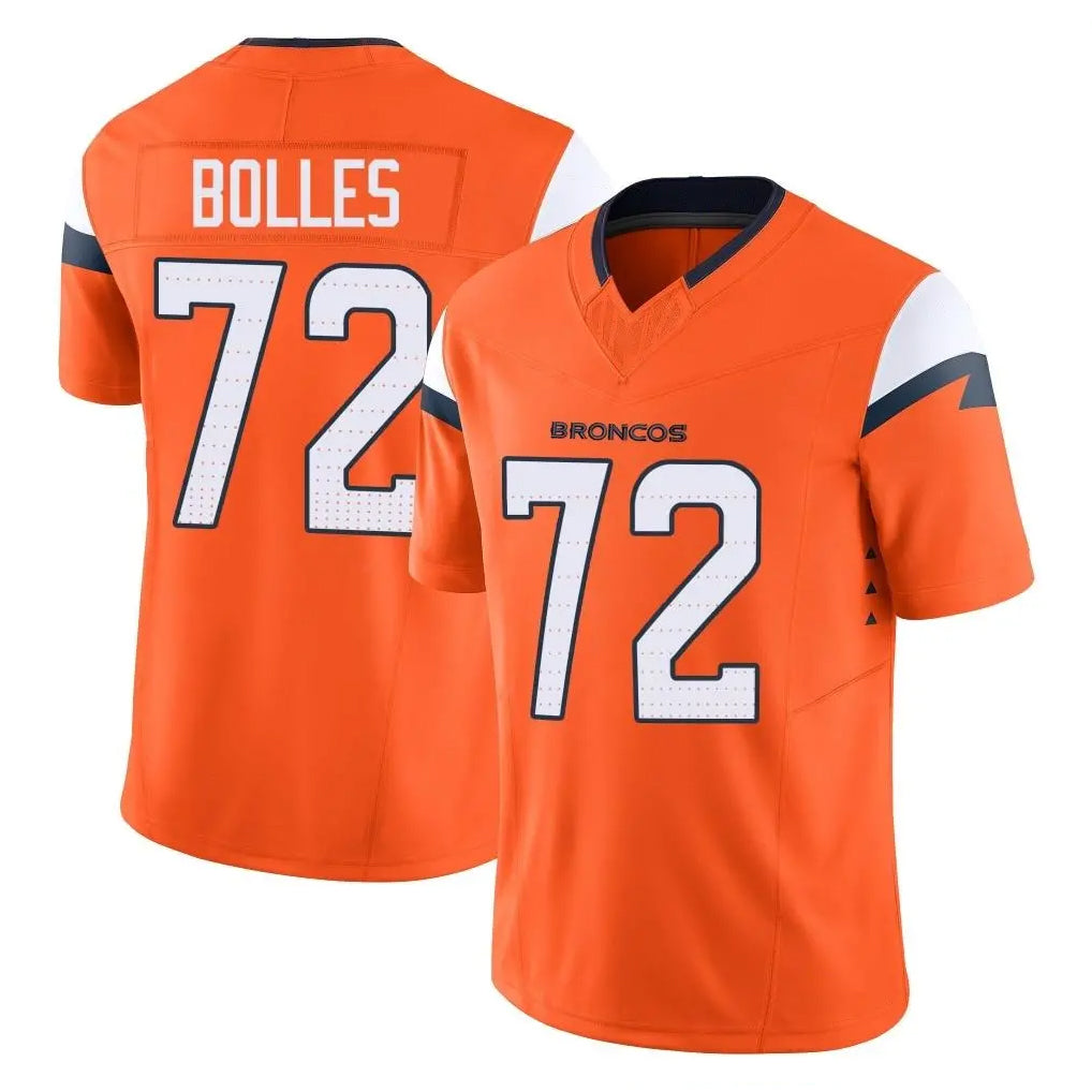 D.Broncos #72 Garett Bolles Player Orange Vapor F.U.S.E. Limited Home Game Ldoa Stitched Jerseys